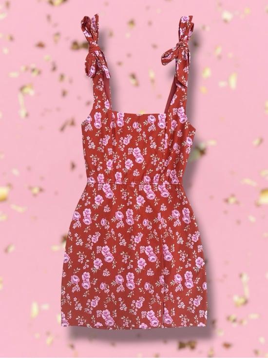 Altar'd State Dresses & Skirts - ✨Altar’d State✨Burnt Orange Mini sun dress with pink rose print.